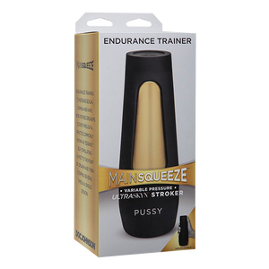 Male Stroker Sex Toy - Doc Johnson Stroker - package front in grey and gold color 