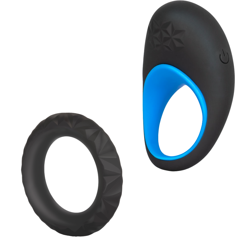 Male Vibrating Ring - Couples Dual Pleasure Ring – two rubber rings, one includes a vibrator 