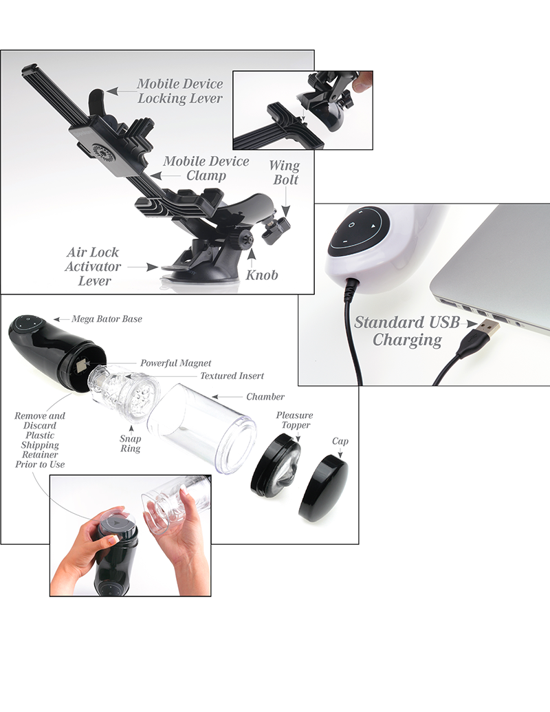 hands free male masturbaor PDX white the technical instruction table