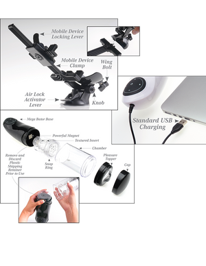 hands free male masturbaor PDX white the technical instruction table