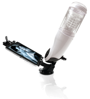 hands free male masturbator white with medium holder